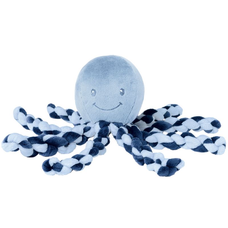 Peluche pieuvre Lapidou bleu marine et bleu ciel (23 cm) Nattou