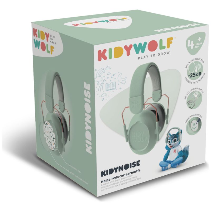 Casque anti-bruit à coques interchangeables KIDYNOISE vert d'eau KIDYWOLF Packaging 4