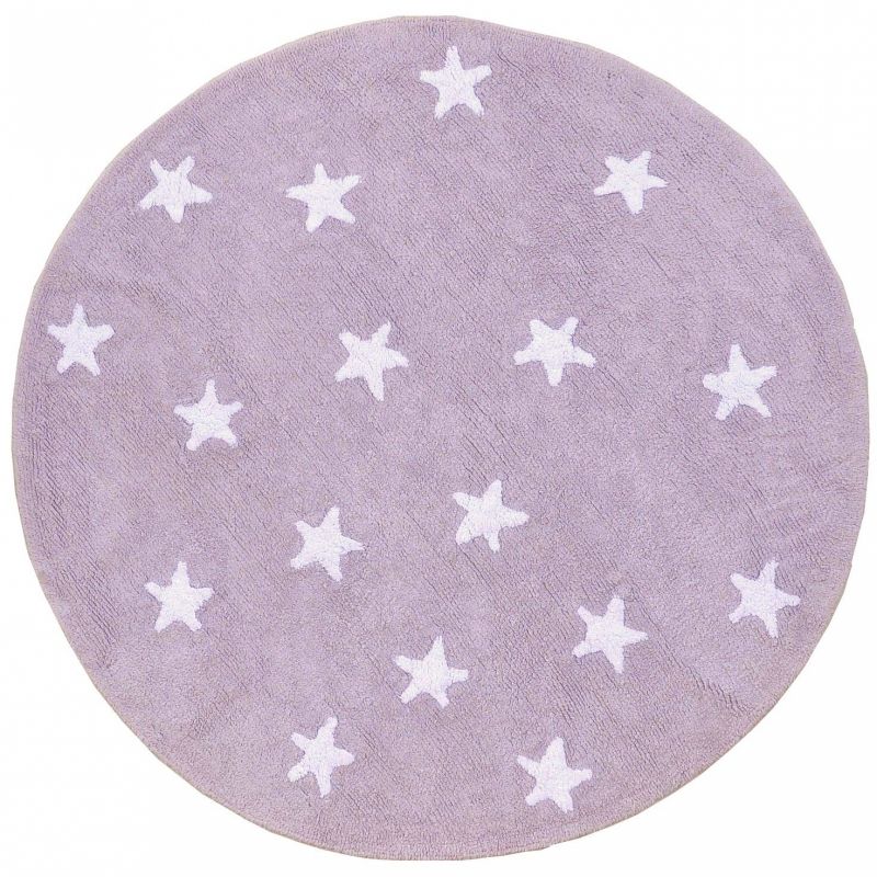 Tapis fille souple parme petites étoiles (diamètre 140 cm) Lorena Canals