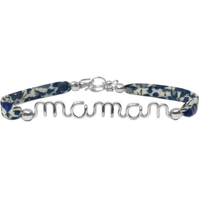 Bracelet cordon liberty Maman argent (personnalisable)  par Padam Padam