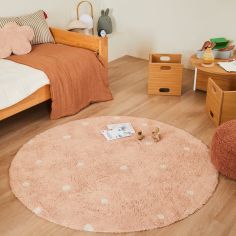 Tapis lavable Round Dot Rose (140 cm)