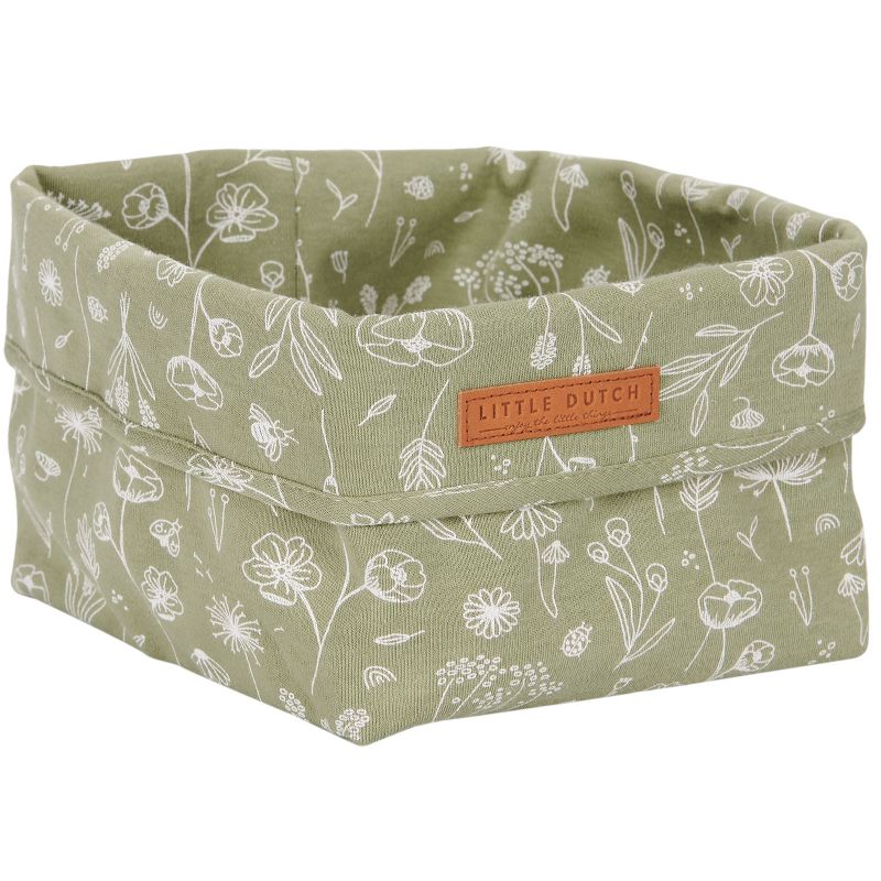 Panier de toilette Wild Flowers olive (15 x 15 cm) Little Dutch