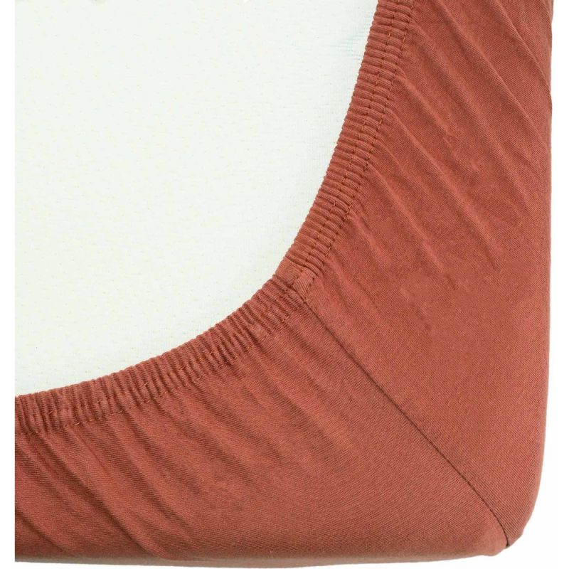 Drap housse en coton Terracotta (70 x 140 cm) Trois Kilos Sept Produit 1 grande taille