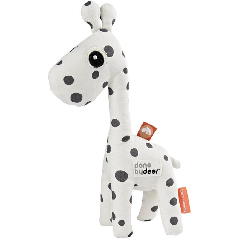 Hochet peluche Raffi la girafe blanc et gris (20 cm) Done by Deer