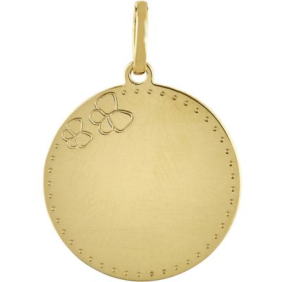 Médaille ronde Papillon (or jaune 750°) Berceau magique bijoux