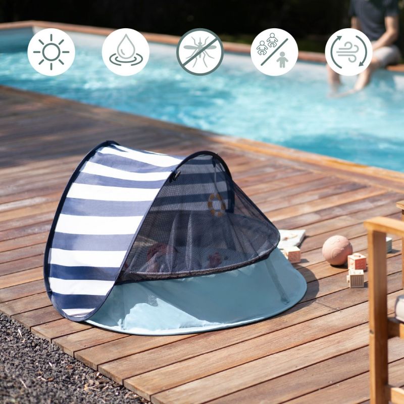 Tente anti-UV piscine 3 en 1 Aquani marinière Babymoov Ambiance 7