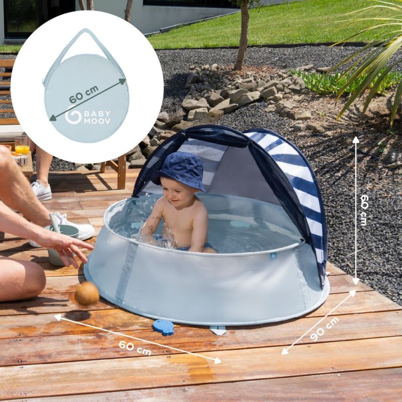 Tente anti-UV piscine 3 en 1 Aquani marinière Babymoov Ambiance 8