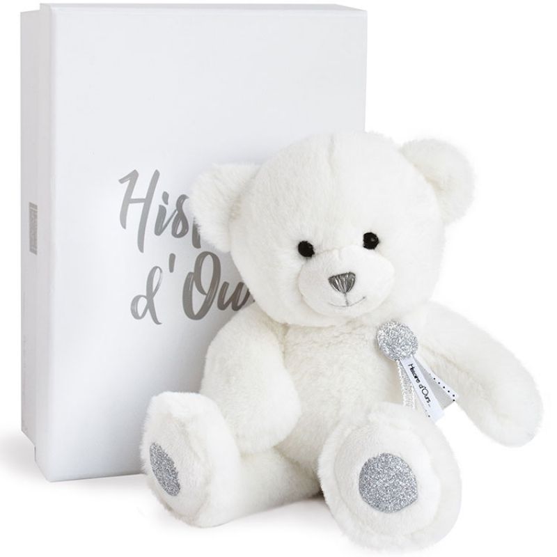 Coffret peluche ours Charms blanc (24 cm) Histoire d'Ours