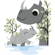 Grand sticker Hide & Seek rhinocéros (62 x 71 cm)  par Lilipinso