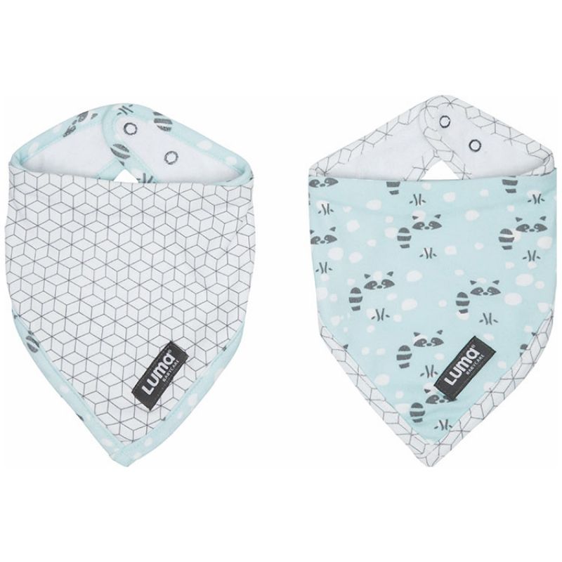 Lot de 2 bavoirs bandana Raton-laveur menthe Luma Babycare