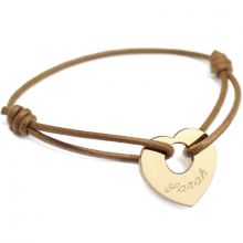 Bracelet cordon A coeur de peau (plaqué or jaune)  par Petits trésors