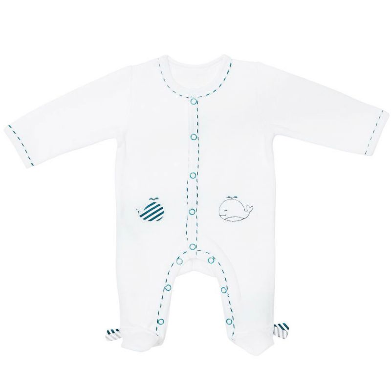 Pyjama chaud velours en Y Blue baleine (1 mois) Sauthon