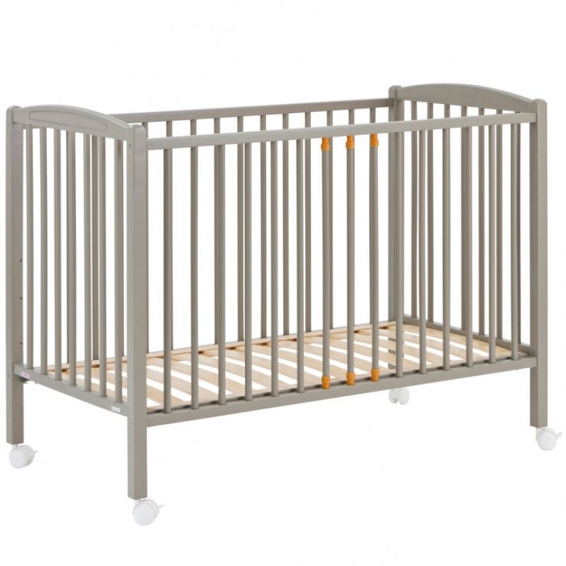 Lit à barreaux en bois massif laqué gris clair (60 x 120 cm) Combelle