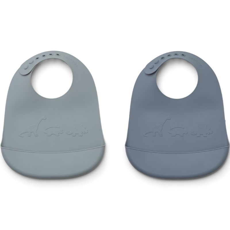 Lot de 2 bavoirs à poche Tilda Dino blue mix Liewood
