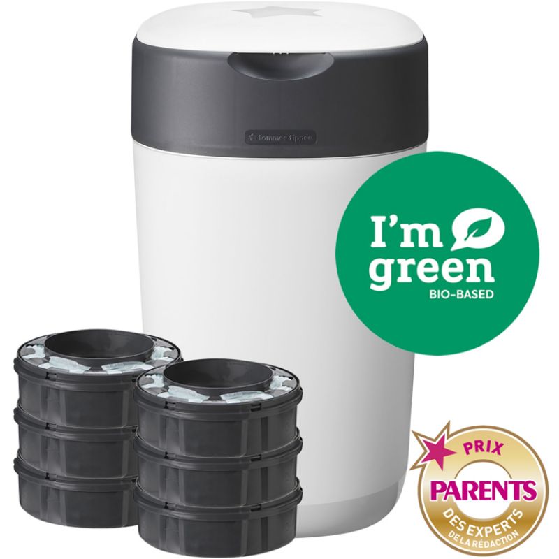 Starter pack bac à couches Twist & click blanc + 6 recharges Tommee Tippee