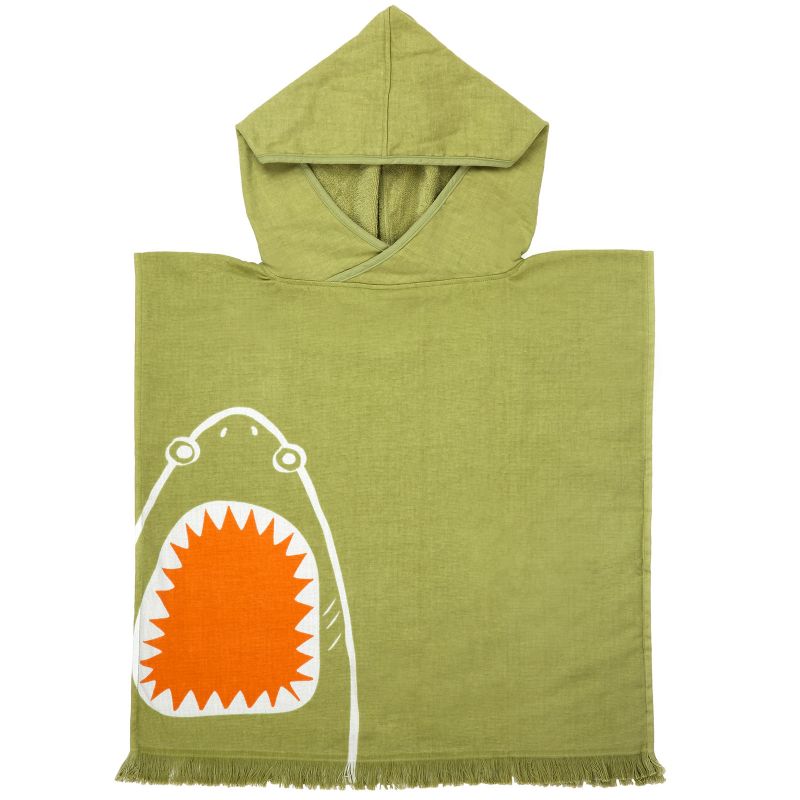 Poncho de plage vert Attaque de requin Sunnylife