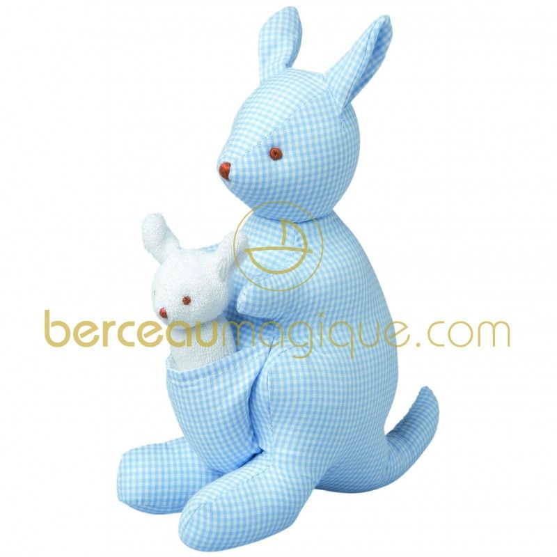 Kangourou musical Vichy ciel (20 cm) Trousselier