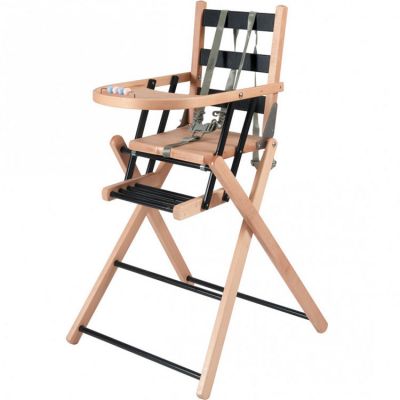 Chaise haute extra pliante en bois Sarah hybride noir
