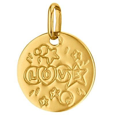 Médaille ronde Love 14 mm (or jaune 750°)  par Premiers Bijoux