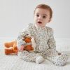 Pyjama léger fleuri en jersey gaufré écru (naissance)  par Noukie's