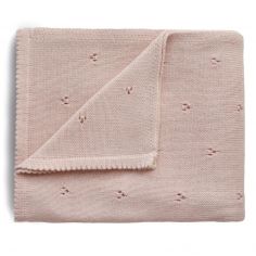 Couverture tricotée en coton bio Pointelle Blush (100 x 80 cm) - Mushie