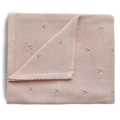 couverture tricotée en coton bio pointelle blush (100 x 80 cm)