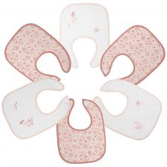 Lot de 6 bavoirs premier âge Fleurs Roses - Trois Kilos Sept