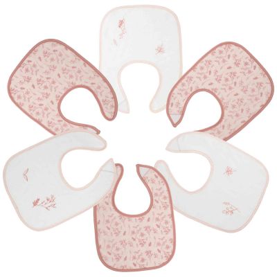 Lot de 6 bavoirs premier âge Fleurs Roses Trois Kilos Sept