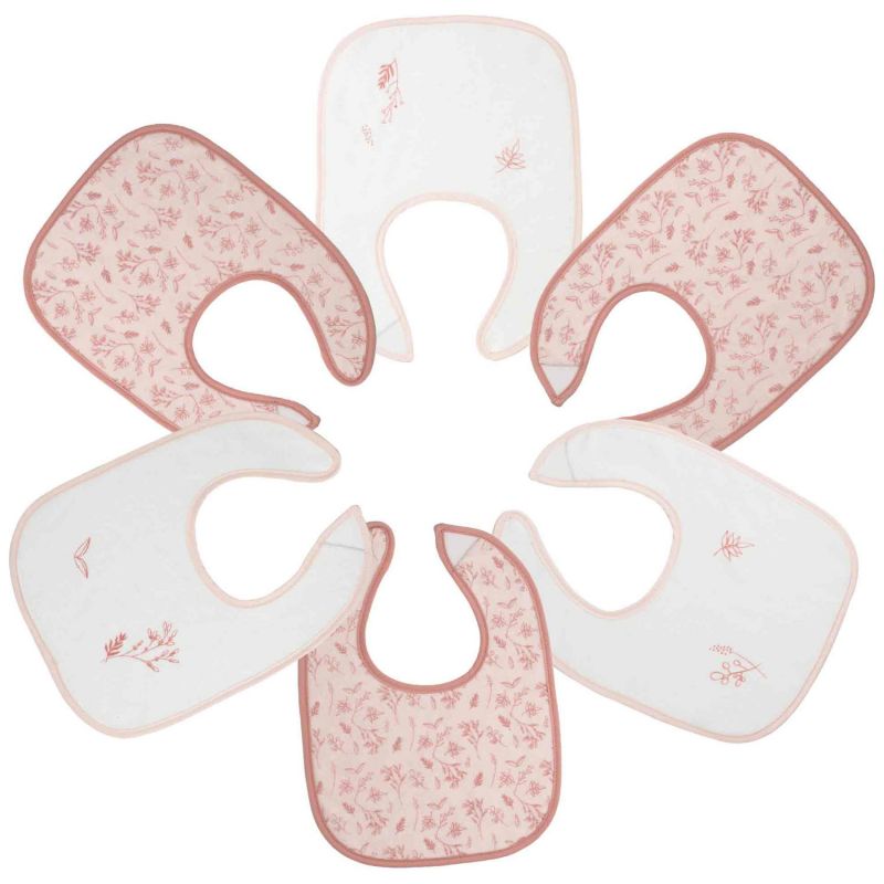 Lot de 6 bavoirs premier âge Fleurs Roses Trois Kilos Sept Produit 1