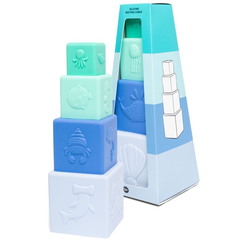 Cubes gigognes et à empiler vert et bleu Little L Packaging 4