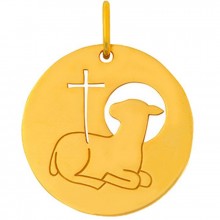 Médaille Esquisses Agneau Pascal 18 mm (or jaune 750°)  par Maison La Couronne
