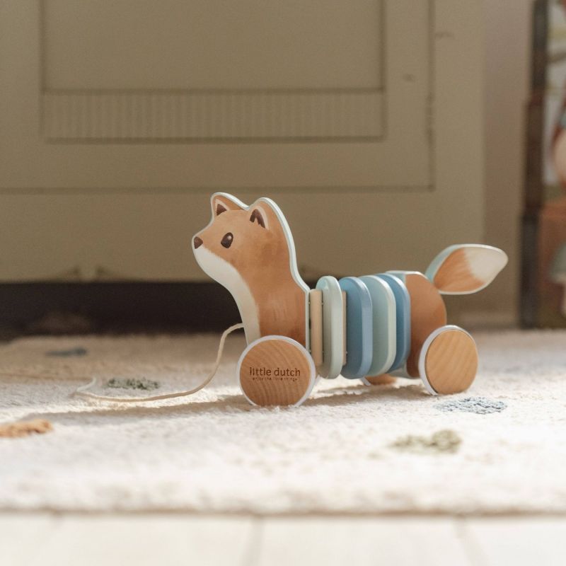 Jouet à tirer renard en bois FSC Forest Friends Little Dutch Ambiance 2