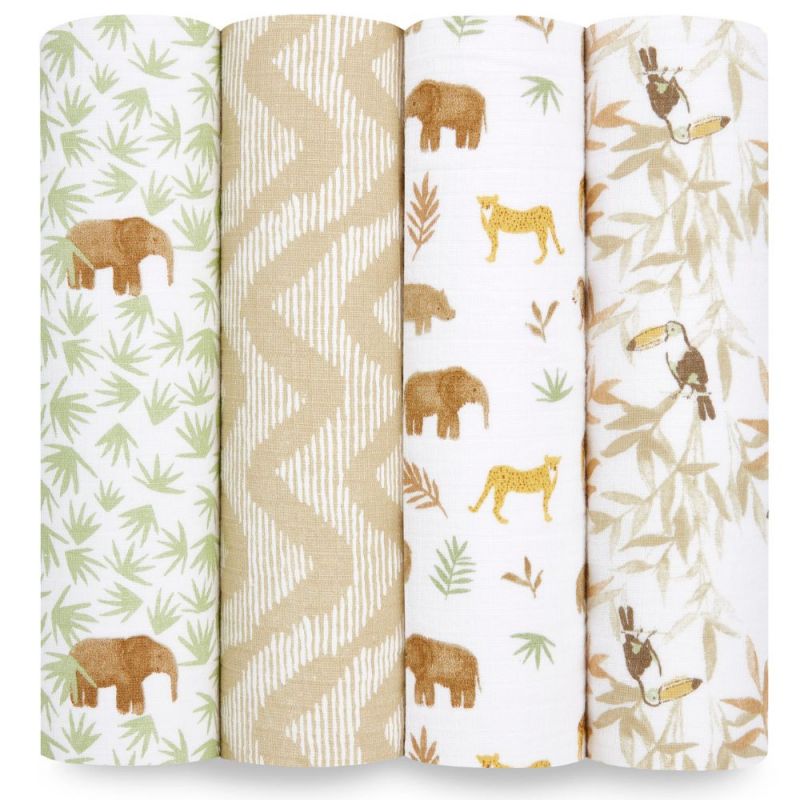 Lot de 4 langes en coton essentials tanzania (112 x 112 cm) aden + anais