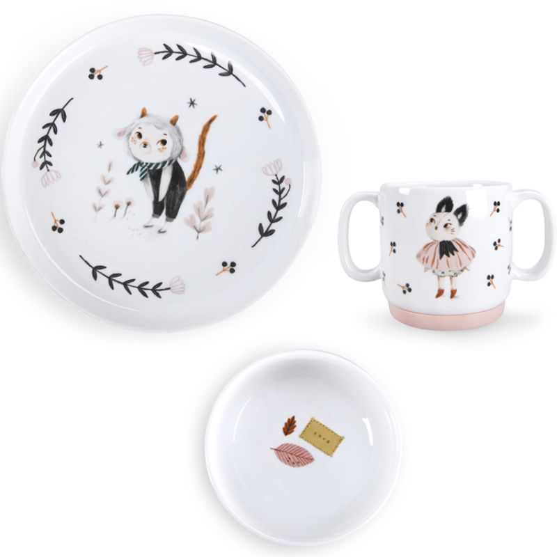 Coffret repas en porcelaine Après la pluie (3 pièces) Moulin Roty
