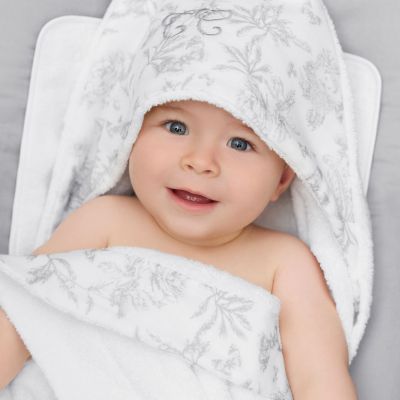 Cape de bain Toile de Jouy gris