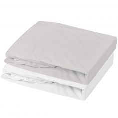 Lot alèse et drap housse Blanc-Souris (60 x 120 cm) - Mon P'tit Dodo