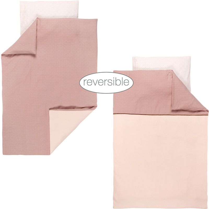 Housse de couette + taie d'oreiller Pure rose (100 x 140 cm) Nattou