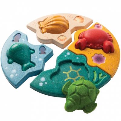 Plan Toys - Puzzle à encastrement La vie marine (8 pièces)