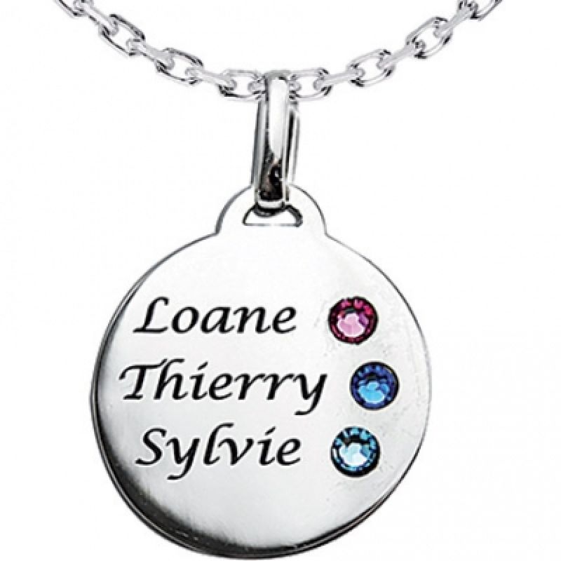 Médaille ronde avec Swarovski (argent 925°) Louis de l'Ange