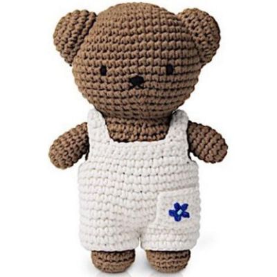 Peluche tricotée Boris Bleu de Delft (25 cm) Just Dutch