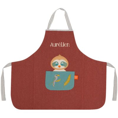 Tablier Tchikis 3 Paresseux personnalisable (2-6 ans) L'oiseau bateau