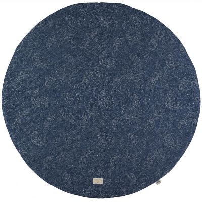 Tapis de jeu rond Full Moon coton bio Gold bubble Night blue (105 cm)  par Nobodinoz