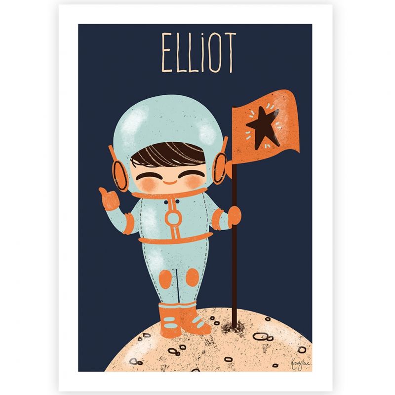 Affiche A3 Le cosmonaute (personnalisable) Kanzilue