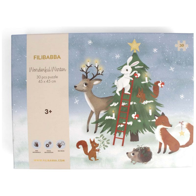 Puzzle 30 pcs Wonderful Winter Forest Friends (45x45 cm)  Filibabba Packaging 3