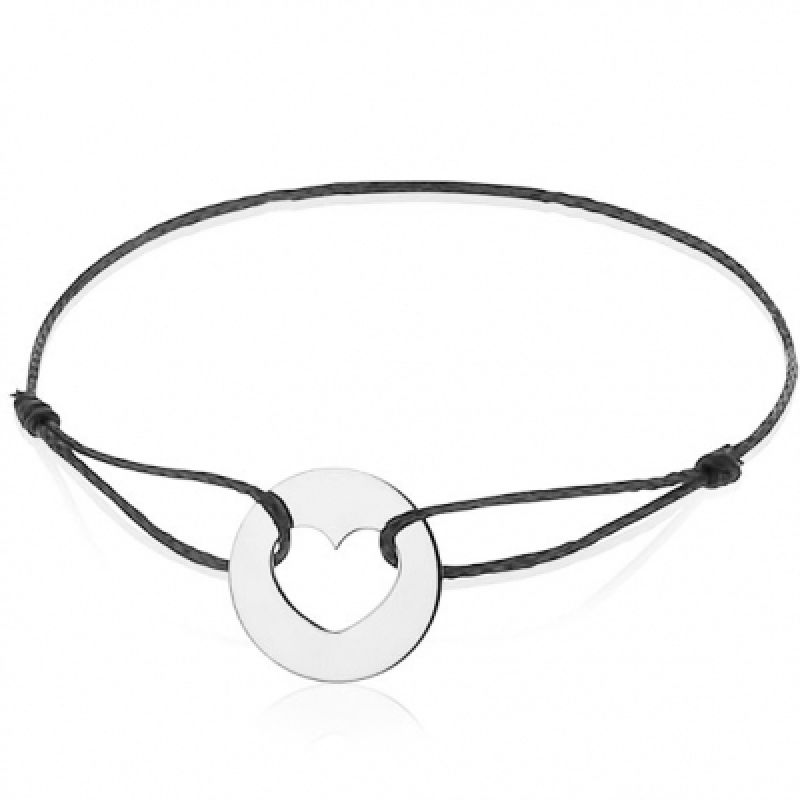 Bracelet cordon enfant Coeur (or blanc 750°)  Maison Augis