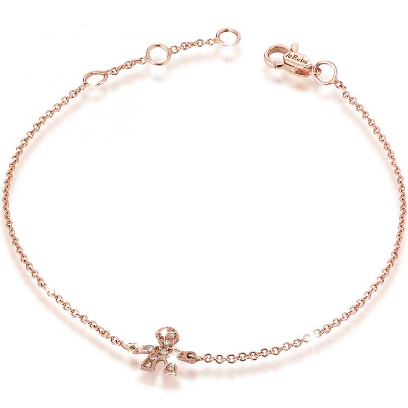 Bracelet sur chaîne Briciole garçon (or rose 750° et pavé de diamants) leBebé
