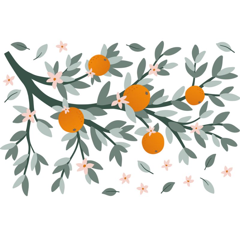 Sticker mural Oranges sur branche (54 x 90 cm) Lilipinso