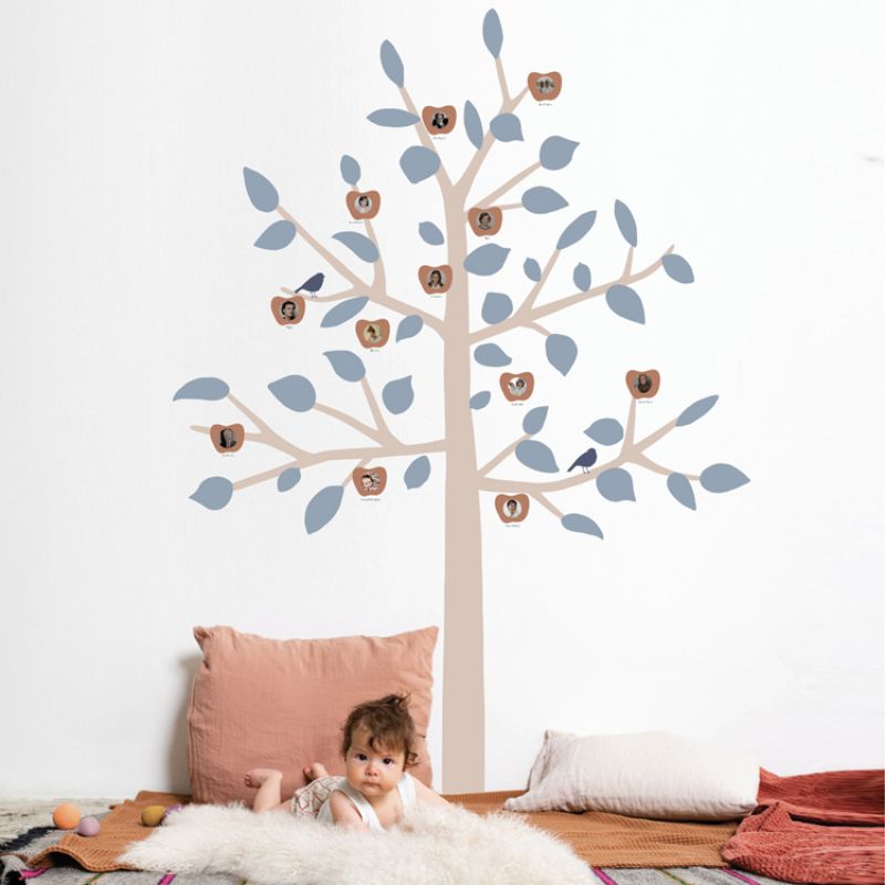 Sticker géant arbre généalogique Family Tree bleu (180 cm) Mimi'lou