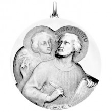 Médaille Saint Matthieu (or blanc 750°)  par Becker