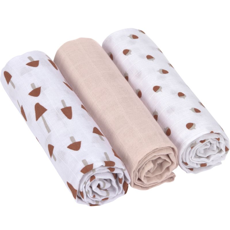 Lot de 3 langes en mousseline Little Forest Rose poudré (85 x 85 cm) Lässig
